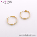 E-579 xuping moda simple 24K color oro joyas rhinestone señoras aro pendientes